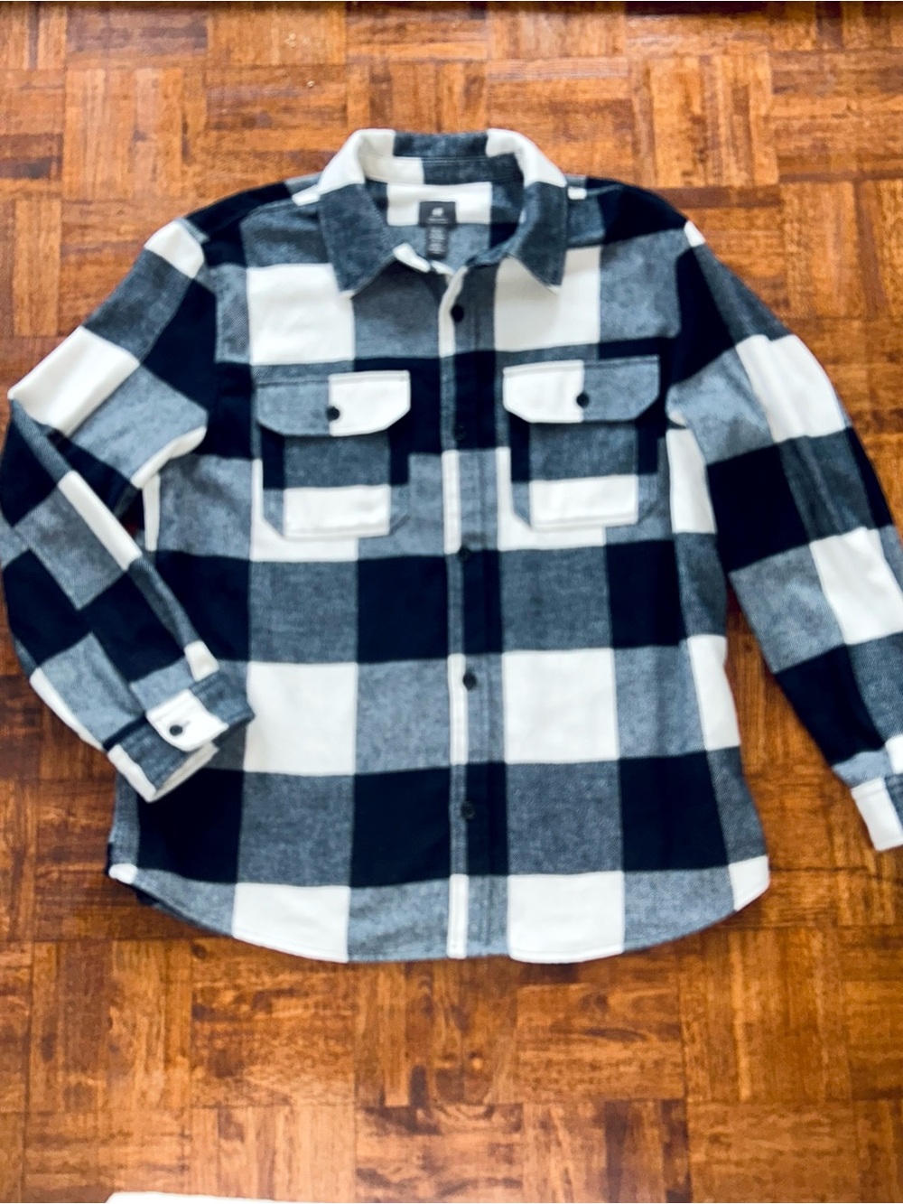 H&M Men’s XXL Buffalo Plaid Flannel Check Shirt Jacket Shacket 2XL Plus Size